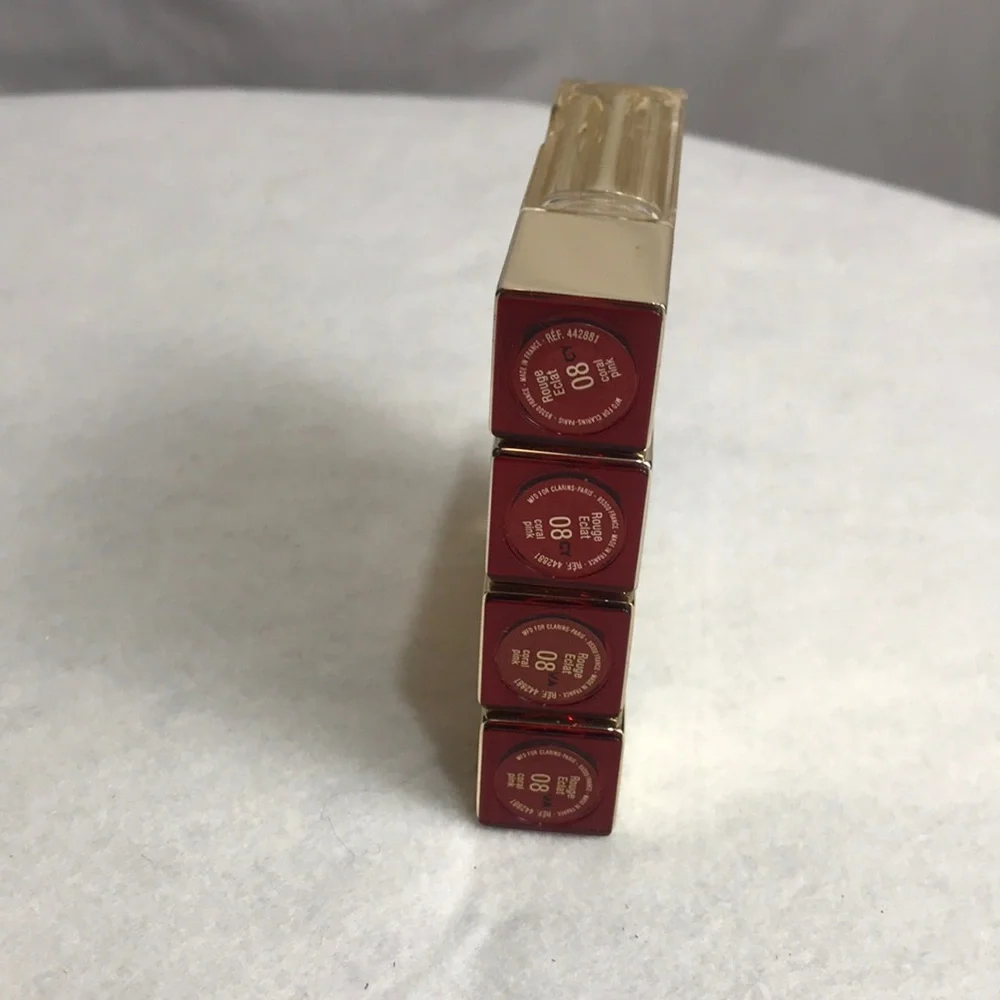 Clarins Rouge Eclat Contour Satin Finish Age Defying Lipstick #8 Coral Pink NWOB